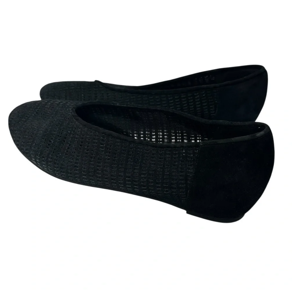 Eileen Fisher Black Perforated Suede Ballet Flats